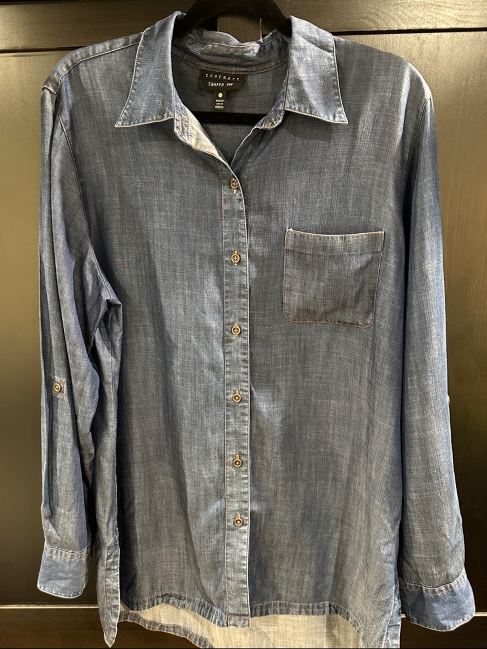 Foxcroft Light Blue Chambray Button-Down Shirt